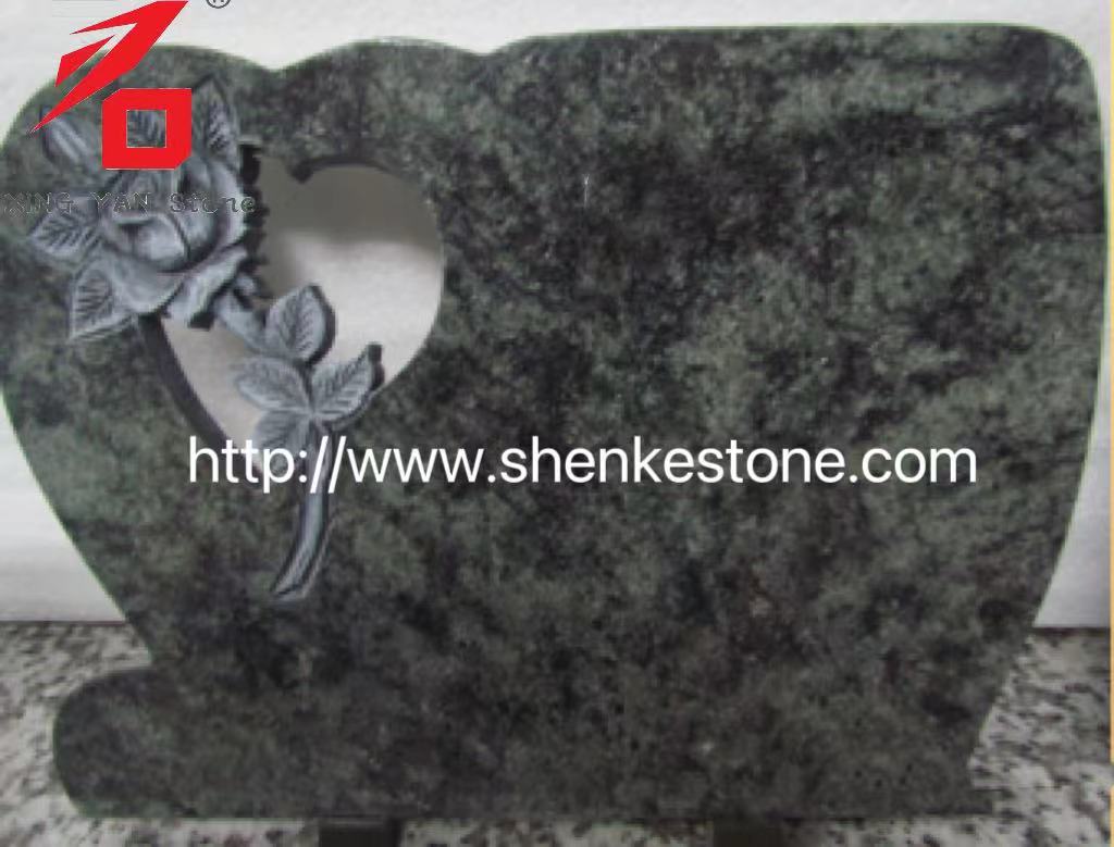 အရည်အသွေးမြင့်အစိမ်းရောင် Granite Carved Rose Memorial Plaque