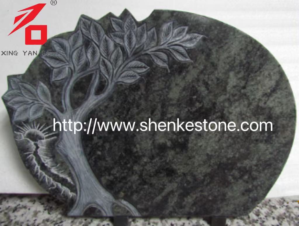 အထူးအစိမ်းရောင် Granite Carved Tree Memorial Plaque